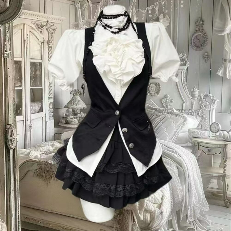 Formal Waistcoat Vest - Y2k Ästhetisches Sweet 3-teiliges Set im