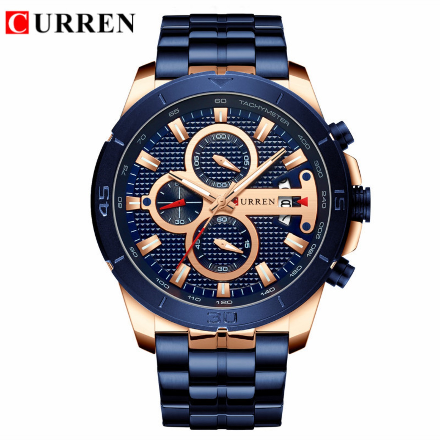 Men'S Fashion Luxury Brands - CURREN Uhr Männer Wasserdicht Chronograph Sport
