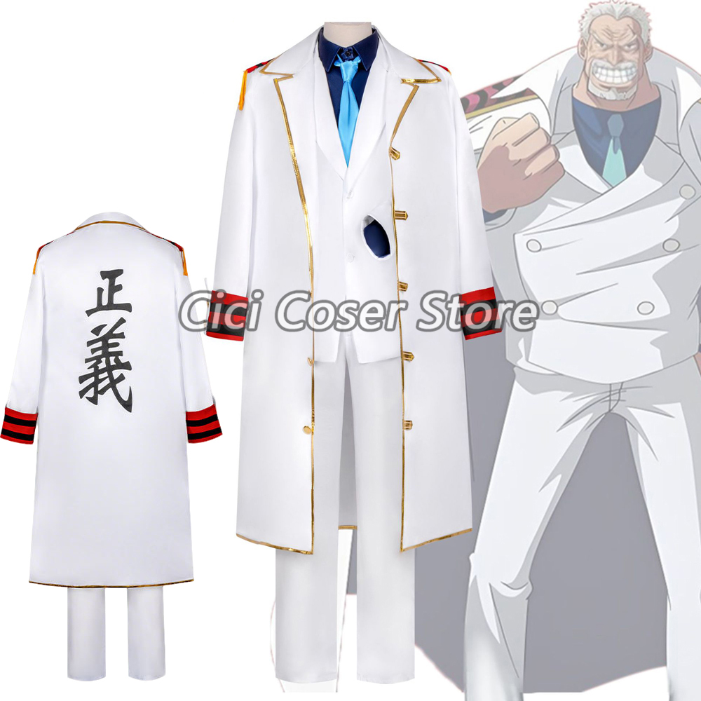Trench Coat Men - Anime Vice Admiral Monkey·D·Garp Cosplay-Kostüm, weißer