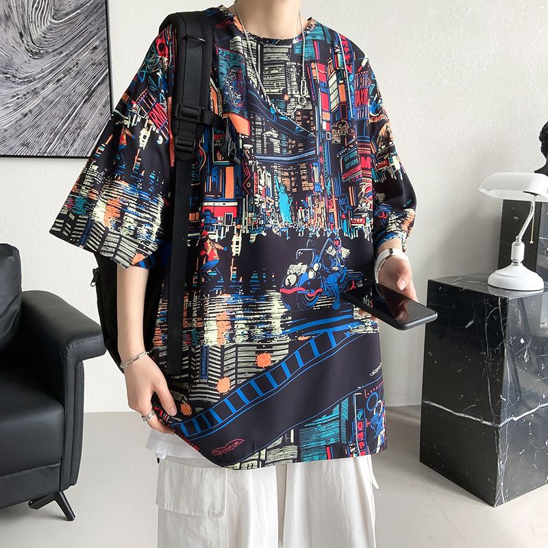 Men'S Fashion Over 50 - Herren-T-Shirt im amerikanischen Stil, Übergröße, kurzärmelig,