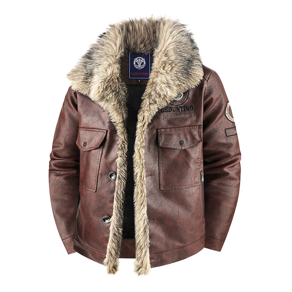 Mens Fashion Bomber Jacket - Herren Winter Warme Fliegerjacke mit Pelzkragen,