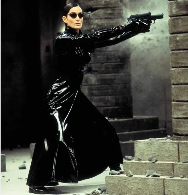 Trench Coat Men - Film Neo Trench Schwarzer glänzender PVC-Ledermantel