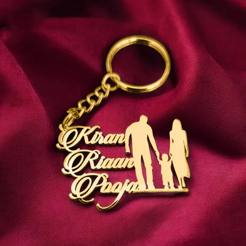 Men'S Fashion Gold Chain - Benutzerdefinierter Schlüsselanhänger mit Familiennummer und Namen,
