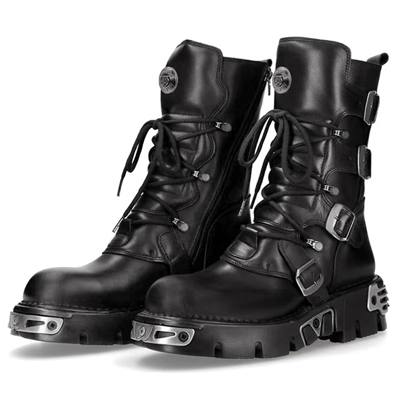 Men'S Fashion For 45 Years Old - Männer Luxusmode Punk Gothic hohe Motorradstiefel