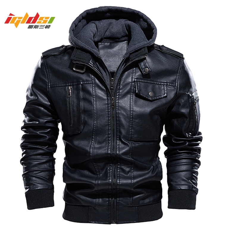 Mens Fashion Bomber Jacket - Motorrad Leder Jacke männer Plus Samt