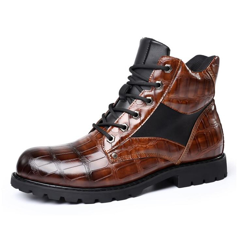 Men'S Fashion Luxury Brands - Luxusmarke Herrenstiefel Gittermuster Quadratischer Absatz Herren-Knöchelstiefel