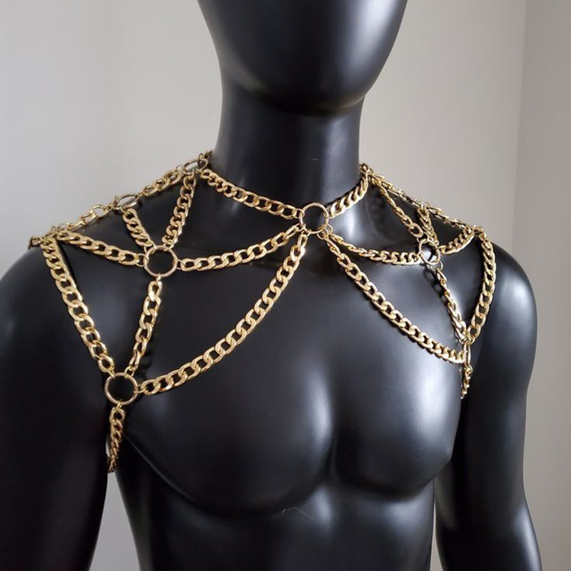 Men'S Fashion Gold Chain - Punk Männer Schulter Körper Kette Zurück