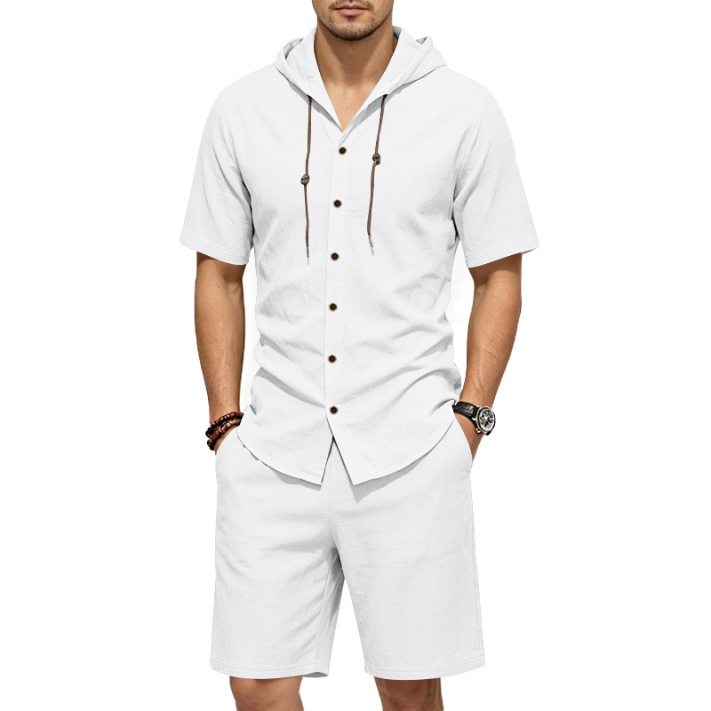 Linen Shirt Summer - Herren Sommer Leinen Zweiteiler Set Locker
