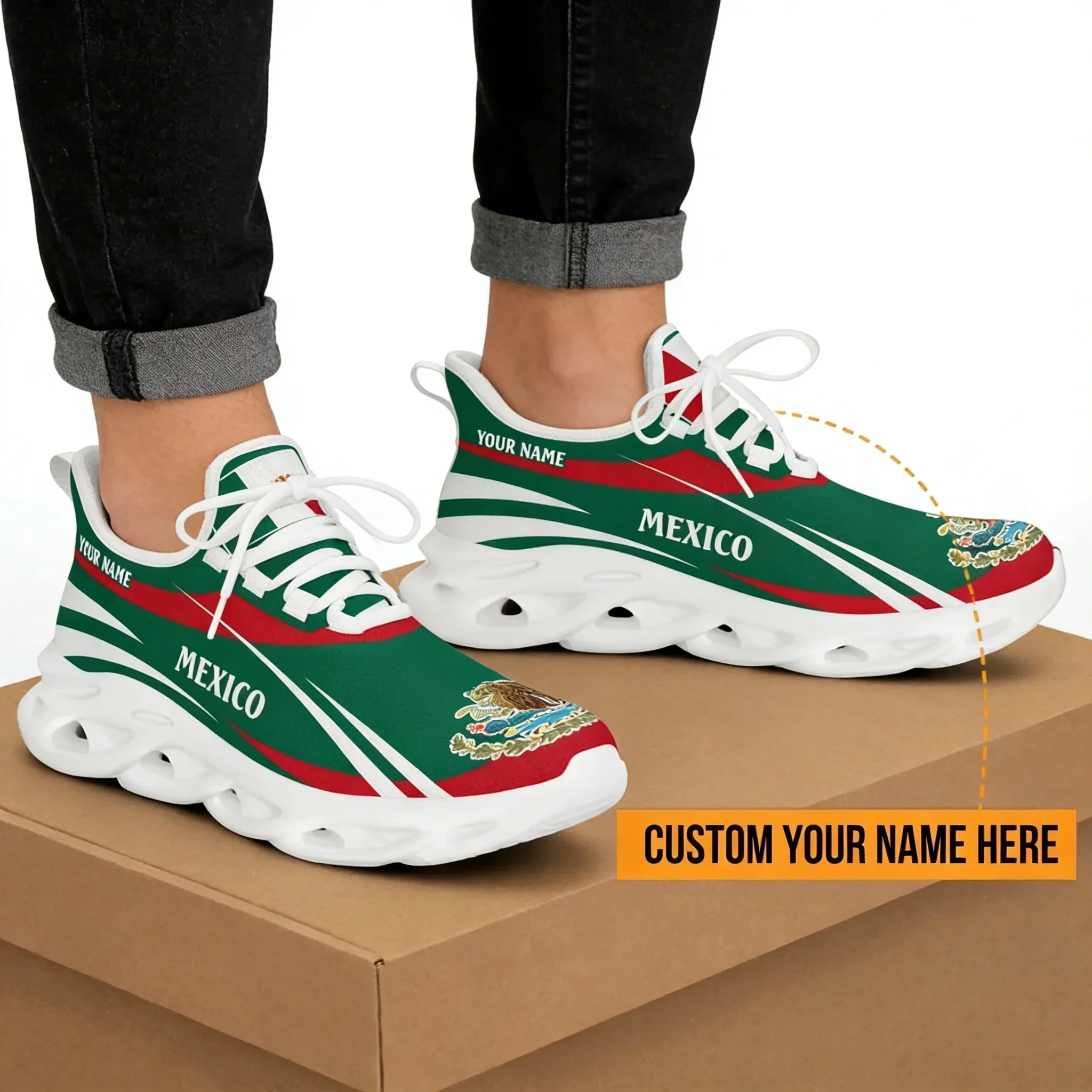 Men'S Fashion Running Shoes - Herren-Sneaker mit Mexiko-Flagge – Rutschfeste Laufschuhe,
