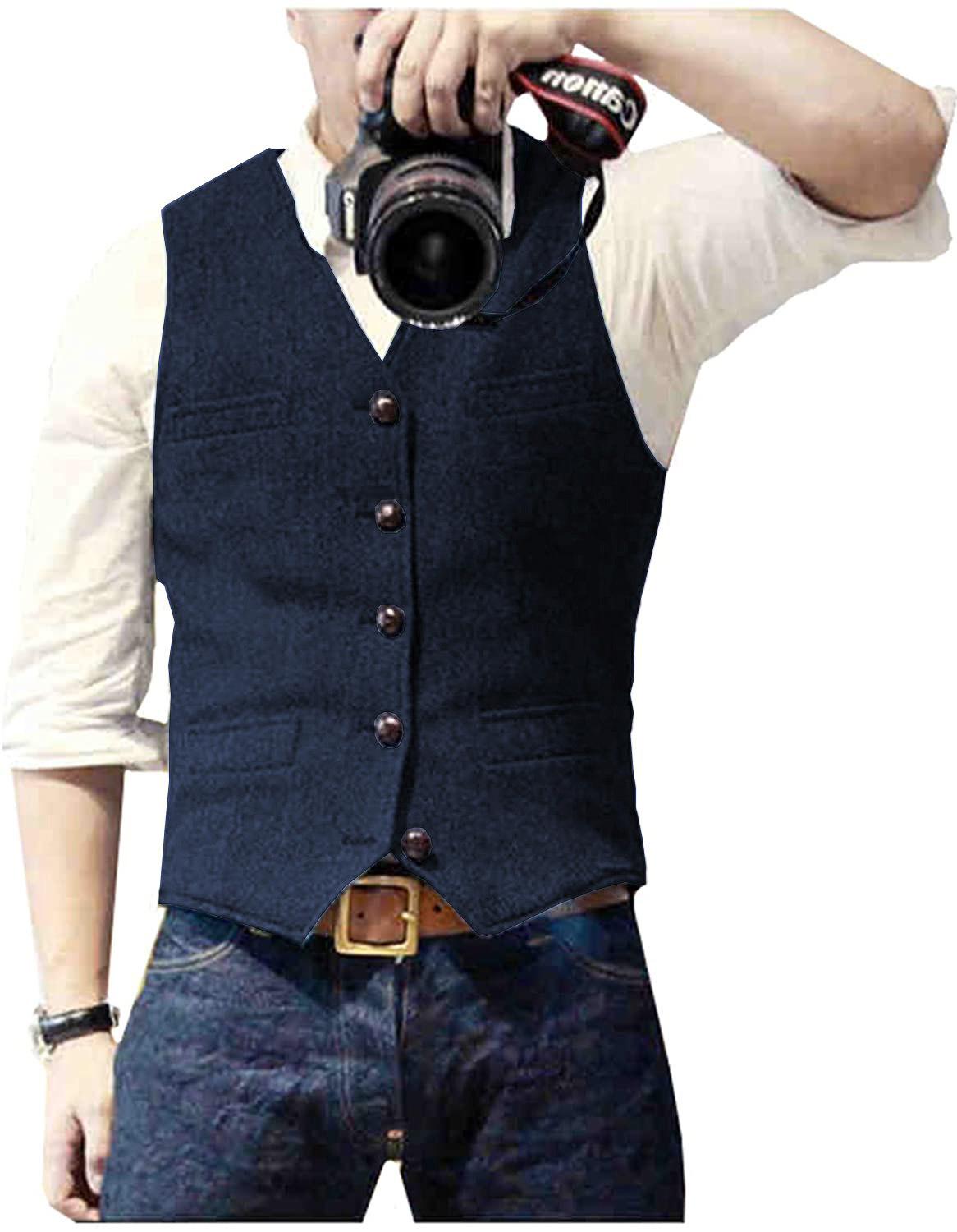 Formal Waistcoat Vest - Herren-Anzugweste mit V-Ausschnitt aus Wolle im