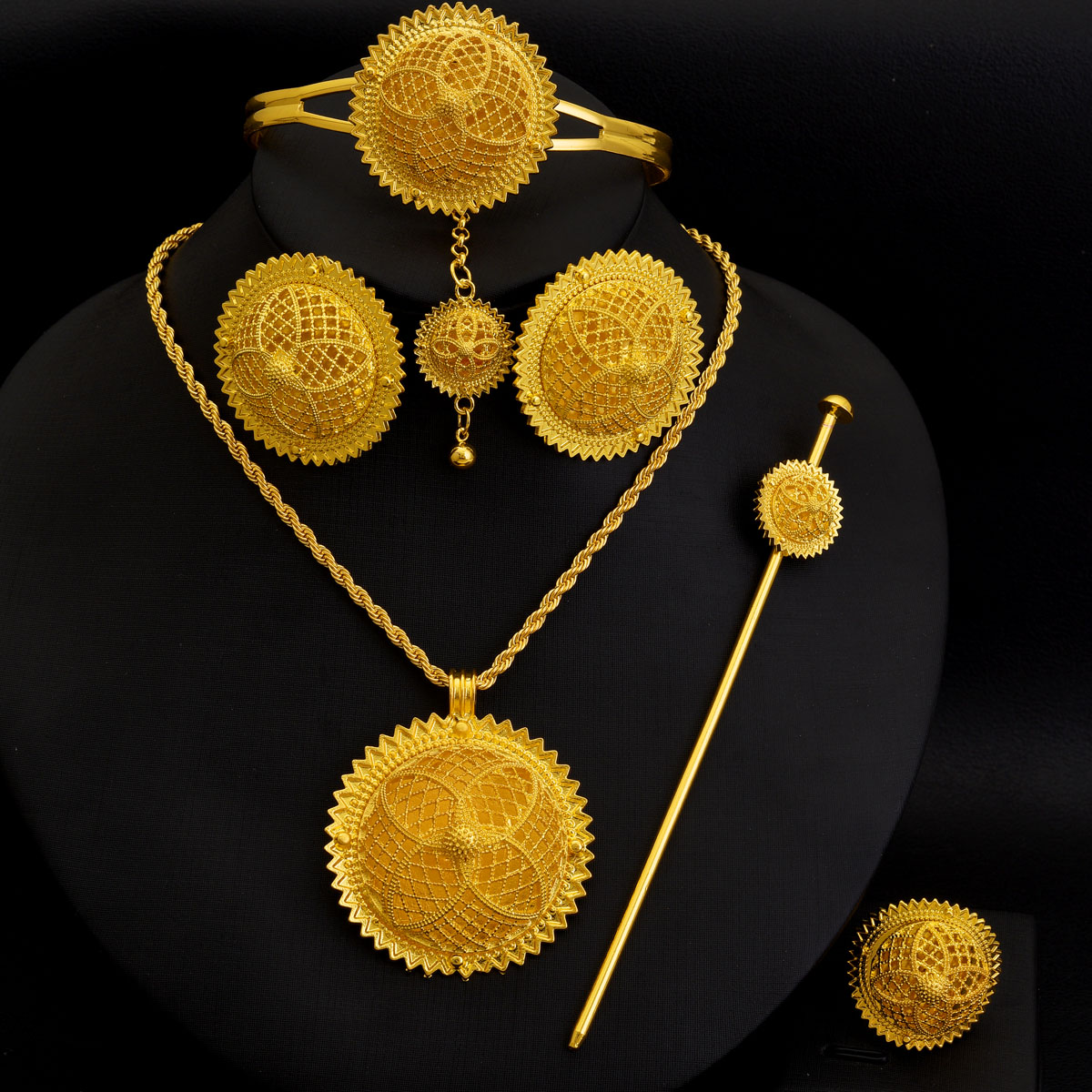 Dubai Men'S Fashion - Afrika Dubai Goldene Farbe Schmuck Set