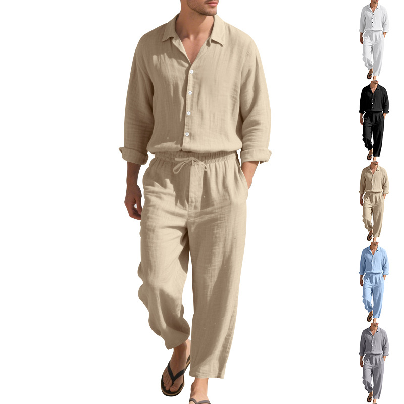 Men'S Fashion Essentials 2025 - 2025 Vier-Jahreszeiten-Leinen-Herrenanzug, lässige Mode, locker sitzendes