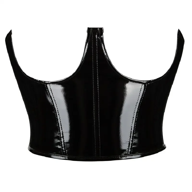 Formal Waistcoat Vest - Damen Spiegelglanz Lackleder Tri-Crown Korsett Weste