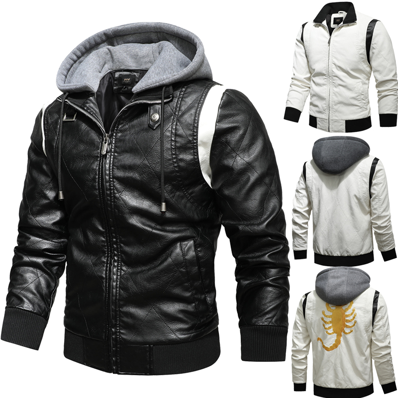 Mens Fashion Bomber Jacket - Herbst Winter Bomber Leder Jacke Männer