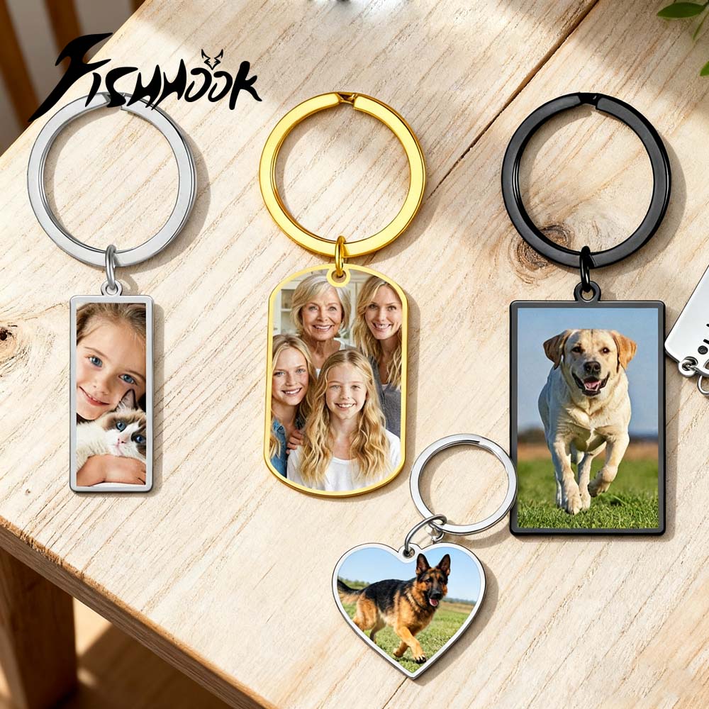 Men'S Fashion Gold Chain - Familienpaar-Druck, Nachfrage, Foto-Schlüsselanhänger, personalisierbar, individuelles Valentinstagsgeschenk
