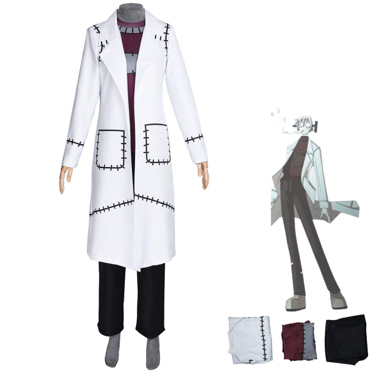 Trench Coat Men - Weißer langer Mantel, Trench-Top, Uniform, komplettes