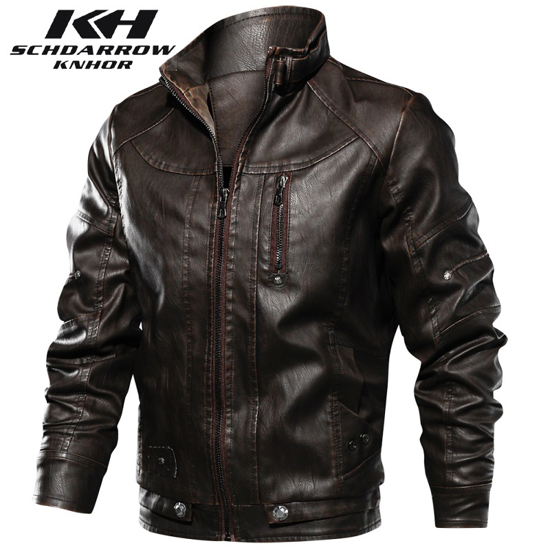 Mens Fashion Bomber Jacket - Männer Leder Jacke Herbst Winter Mode