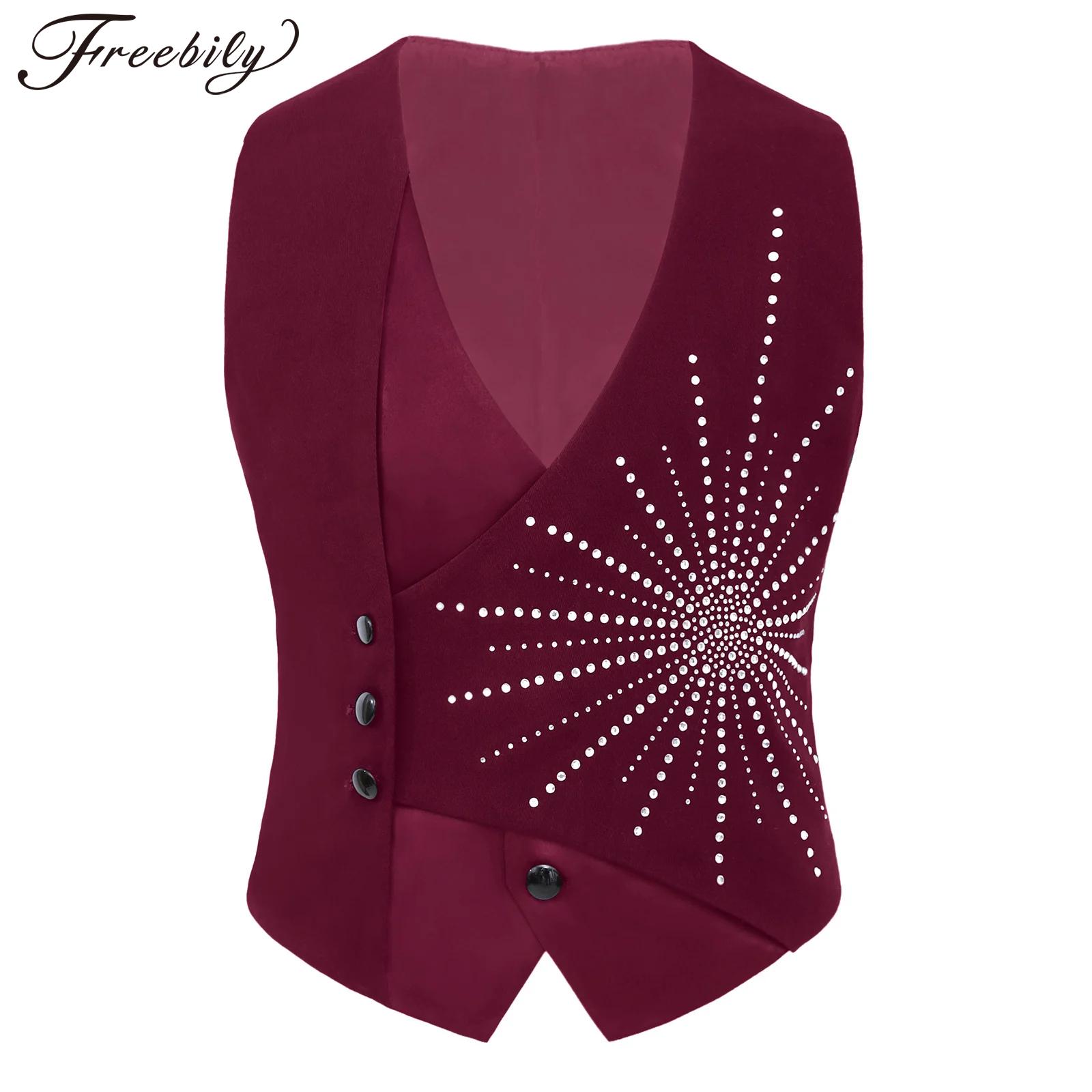 Formal Waistcoat Vest - Asymmetrische Weste für Jungen mit Glitzersteinchen,