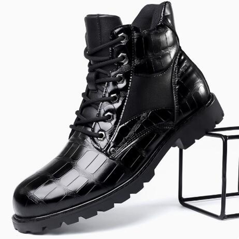 Men'S Fashion Luxury Brands - Marken-Herrenstiefel mit Gittermuster und Quadratischem Absatz,