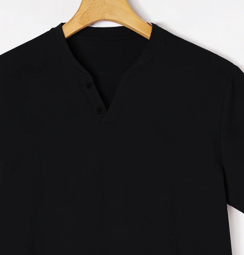 Elegantes schwarzes Henley-Kur – Linen Shirt Summer Bewertung und Preis