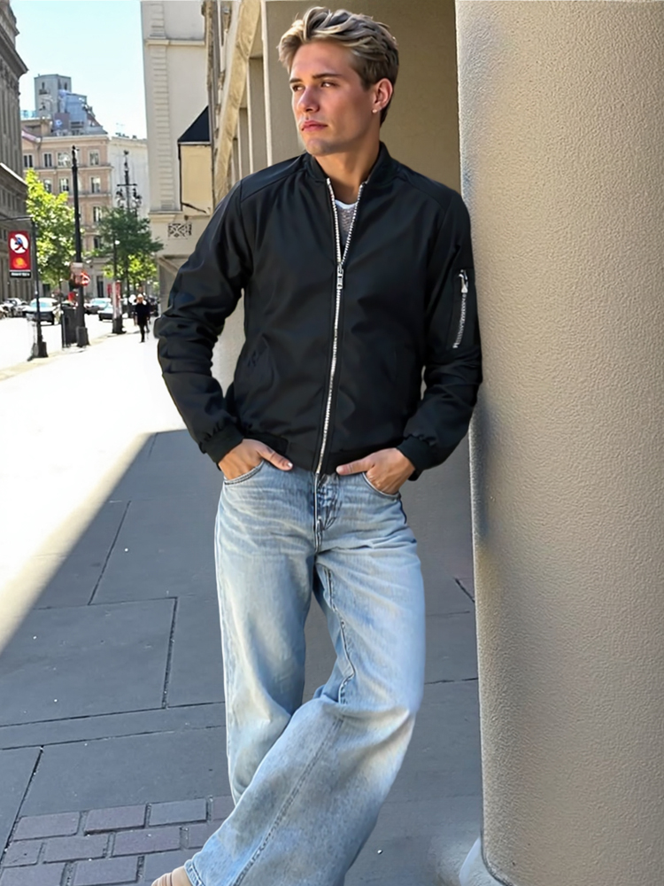 Frühlings- und Herbst-Windjack – Mens Fashion Bomber Jacket Bewertung und Preis