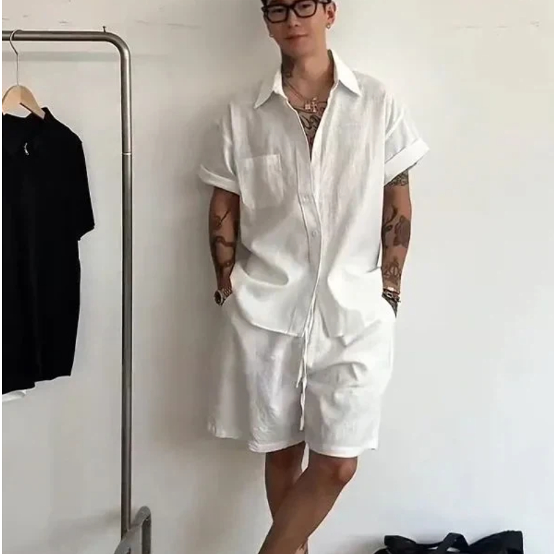 Herren Leinen-Baumwoll-Set, 2- – Linen Shirt Summer Bewertung und Preis