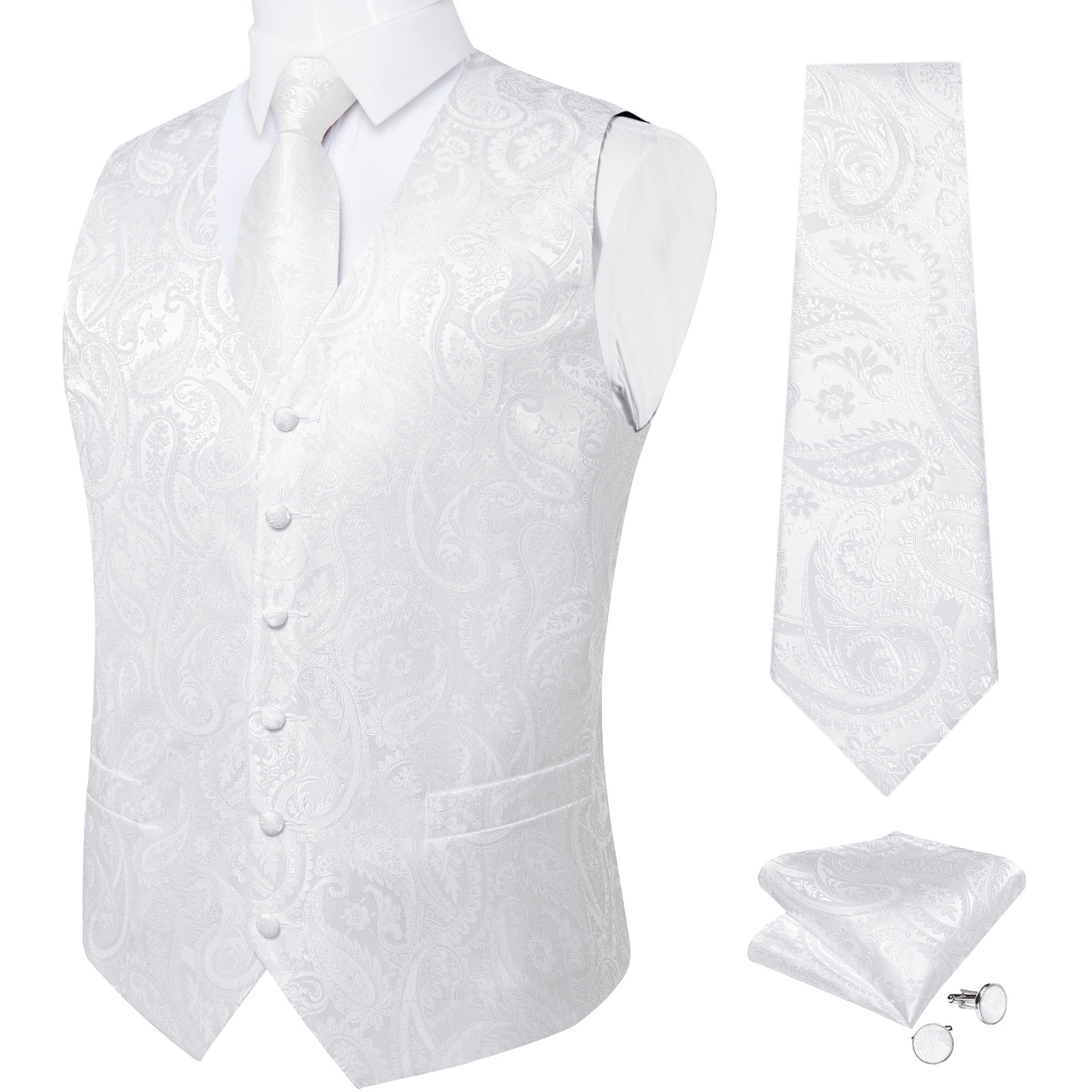 Reinweiße Hochzeitsweste für H – Formal Waistcoat Vest Bewertung und Preis